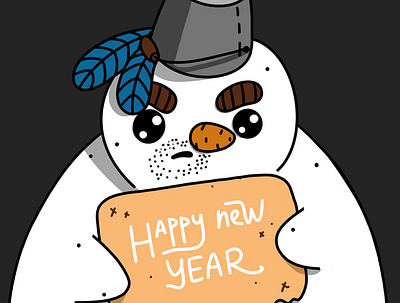 Snowman in a low adobe illustrator art character design humor illustration new year snowman sticker