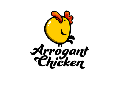 Arrogant chicken branding flat logo minimal typography