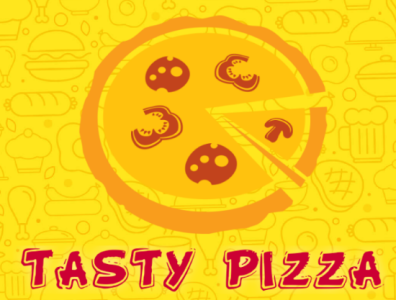 Tasty Pizza branding design flat kitchen logo minimal restaurant