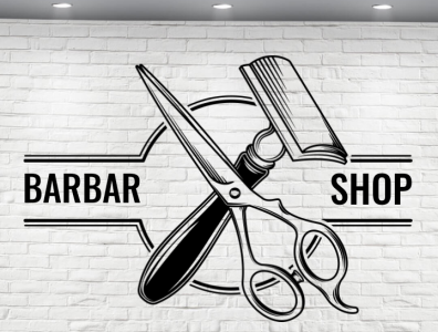 BARBAR SHOP design flat haircut hairstyle logo shop