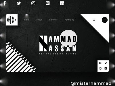 Portfolio Creative Website UI Design black and white clean creative hammad hassan misterhammad portfolio typography ui design ui designer uiux uiuxdesign ux website ui