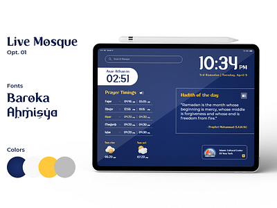Live Mosque App for Tab & iPad app app ui blue app design ipad islamic live mosque misterhammad mosque tablet typography ui design ui designer uiux uiuxdesign