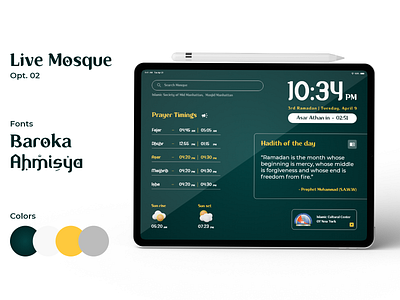 Live Mosque App | For Tabs & iPads app ui design green app ipad islamic live app live mosque app misterhammad mosque app religious app tablet typography ui design ui designer uiux uiuxdesign