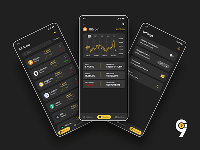 Crypto9 | Mobile App UI/UX Design | By Hammad Hassan app ui bitcoin crypto crypto app design cryptocurrency design dogecoin hammad hassan logo misterhammad tron typography ui design ui designer uiux uiux designer uiuxdesign