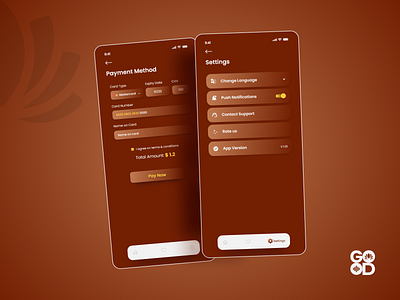 Meditate Good Sounds App | Payment Method, Settings UI/UX Design app ui brown app design design dribbbler good logo good sounds gradient hammad logo meditate misterhammad payment method settigns typography ui design ui designer uiux uiux designer uiuxdesign