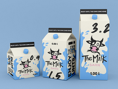 The Milk Barn branding cow design graphic design illustration label logo milk package packaging playful
