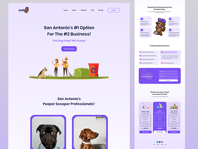 Scoopify Landing Page business cartoonish dog illustration landing page product scoopify uiux web web design website design