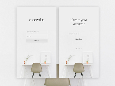 Marvelus - Apps Login/signup screen android app apps creative flat design ios marvelus mobile ui design ux