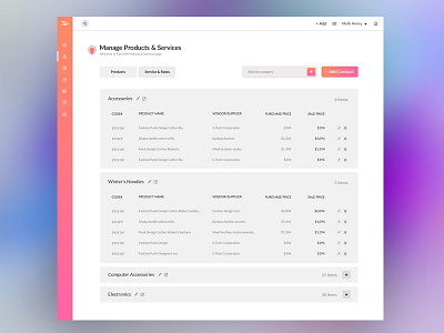 CRM Dashboard (Product & Service Screen) business chart company corporate crm dashboard ui ux web