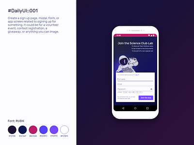 DailyUi 001 dailyui dailyui 001 signup ux