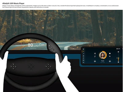 DailyUi009 automotive car car hmi cockpit dailyui dailyui 009 driver experience head up display hud music player steering wheel ux