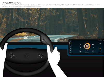 DailyUi009 automotive car car hmi cockpit dailyui dailyui 009 driver experience head up display hud music player steering wheel ux