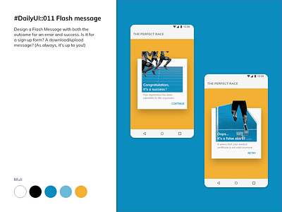 DailyUi 011 app blue dailyui dailyui 011 flash message mobile running running app sport ux yellow