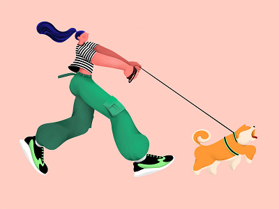 Dog walks human? - Illustration