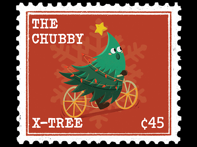 Christmas stamps collection - Chubby Xmas tree archetype branding character design graphic design haduong illustration print typography vector