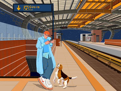 Commute with Pet - illustration archetype character commute design graphic design illustration pet travel vector