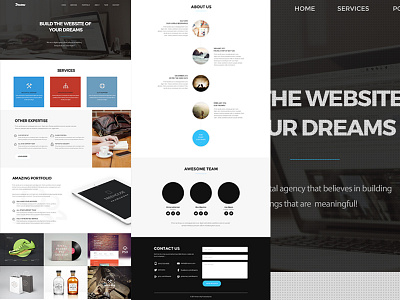 Dream One Page Web Template (Freebie) download for free freebie onepage template web