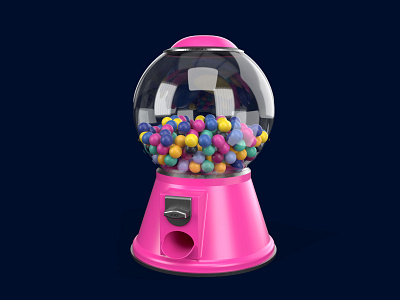 Gumball Machine 3d 3d art 3d modeling 3d models adobe dimension blue branding candy design gumball gumball machine pink