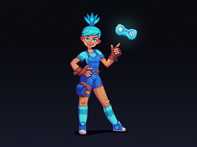 Illustration - Video game bluck blue character design controller game game art game design girl girl character illustration videogame women