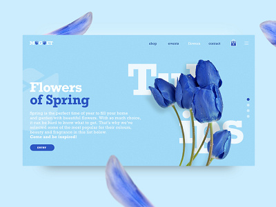 Muguet Florista UI concept blue challenge concept florista flowers idea inspiration modern online shop spring tulips typography ui web design