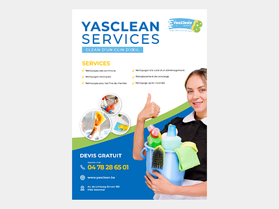 Flyer YasClean branding illustration logo vector