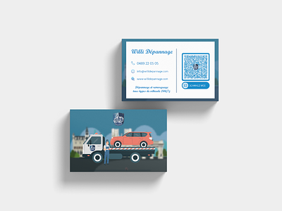 Business Card Willi Dépannage branding business card company illustration illustrator logo towing car vector
