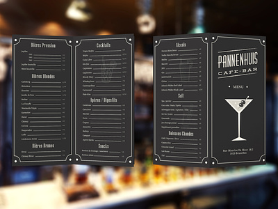 Café-Bar Pannenhuis | Menu bar branding coffe design illustration menu vector