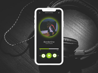 Simple Dark mode music player dark mode design iphone app minimal music player tame impala ui ux