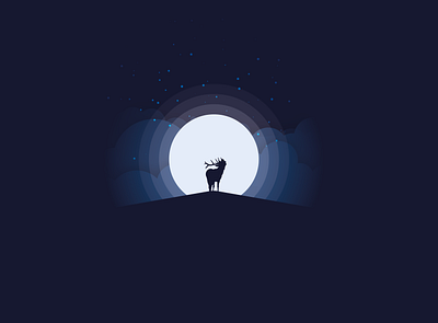 Deer blue clouds deer design illustration minimal nightlife stars ui