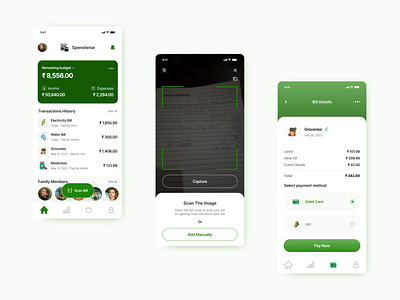 Family expense tracker app app app design design expense management expense tracker family expense management figma green ui ux visual design