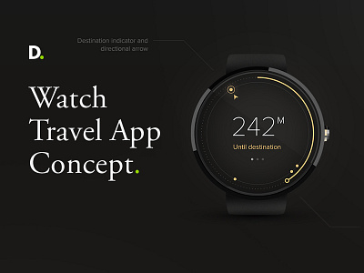 Watch travel app concept android watch app application direction distance travel watch