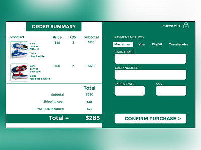 Check out page check out check out page dailyui dailyui challenge green payment product ui uiux web design web page
