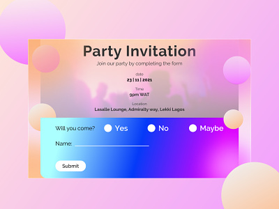 Party invitation form design exploration