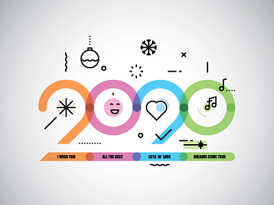 Happy New Year 2020 infographics design 2020 banner card coloful design figure icons infographic new year number wishes