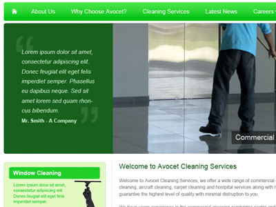 Avocet Cleaning navigation web design