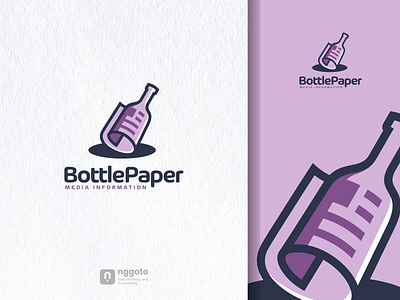 BottlePaper artwork bottle communication design dualmeaning graphic illustration logo news paper