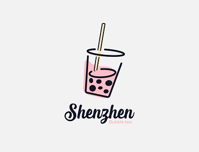 Shenzhen Bubble Tea Logo. animation art branding design flat icon illustrator logo minimal vector web
