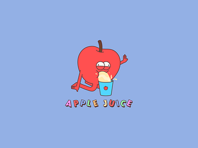Apple juice cartoon illustration minimal