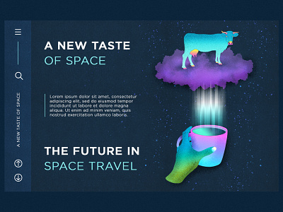 Morning in space character coffee coffee cup concept conceptual cow creative design creative web design figma flat illustration illustration art morning purple space ui uidesign web illustration webdesign