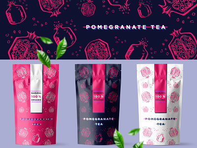 Pomegranate tea art bags branding concept concept pack creative design design fruit graphic design hand drawn illustration illustration art pack pink pomegranate tea teapack