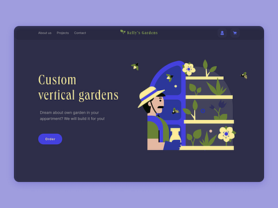 Vertical gardens shop app branding dark darkmode design desktop flat fun garden header hero illustration logo modern plants shop ui ux web webdesign