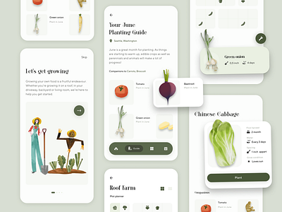 Urban farming planner app cool design farm flat fun green illustration mobile modern plant ui ux