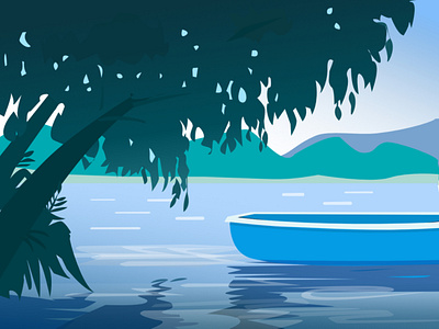 Lake illustration design flat illustration vector