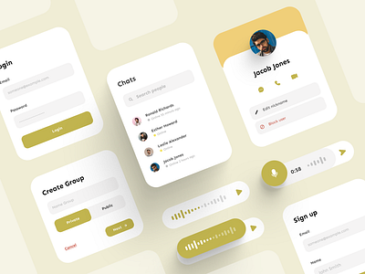 UI Elements (chat) branding chat design figma flat graphic design mobile mobile design ui ux vector web webdesign