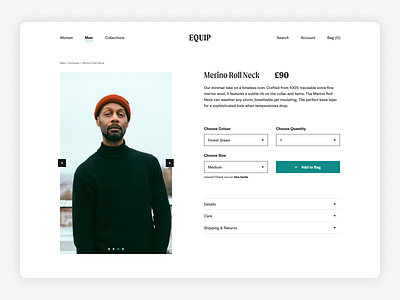 Equip Product Page branding branding design clothing design e commerce fashion figma minimal ui ui design web webdesign website