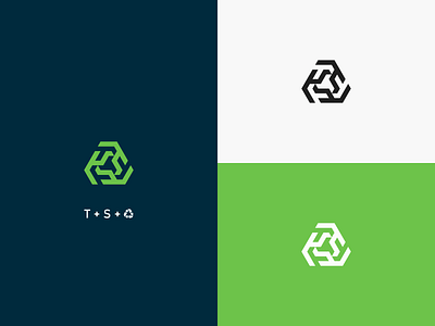 T + S + Recycle Logo flat icon illustrator logo minimal monogram monoline recycle recycling vector