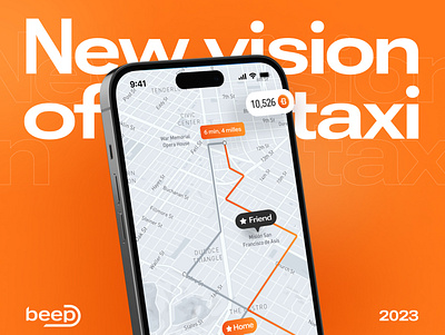 BEEP — new vision of a taxi 3d app branding design ios logo mobile orange taxi ui ux