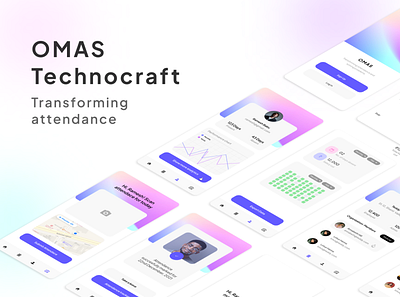 OMAS-Technocraft : AI Based attendance marking system 3d branding graphic design pink ui