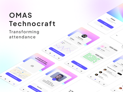 OMAS-Technocraft : AI Based attendance marking system 3d branding graphic design pink ui