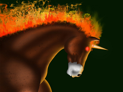 Fire Unicorn adobe photoshop book illustration design digital painting digitalart fire unicorn house illustraion illustration art illustrations unicorn
